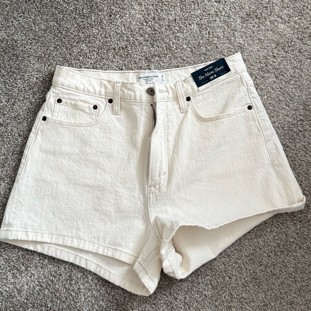 Abercrombie & Fitch Cream Jean Shorts